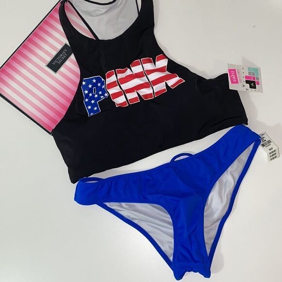 🔥PINK VICTORIA SECRET BIKINI SET 4th of July New - Picture 1 of 9